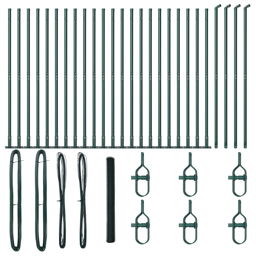 vidaXL Zaunpfosten Grün 50 x 1,5 m (13 mm Maschen) Stahl und PVC