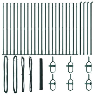vidaXL Zaunpfosten Grün 50 x 1,5 m (13 mm Maschen) Stahl und PVC