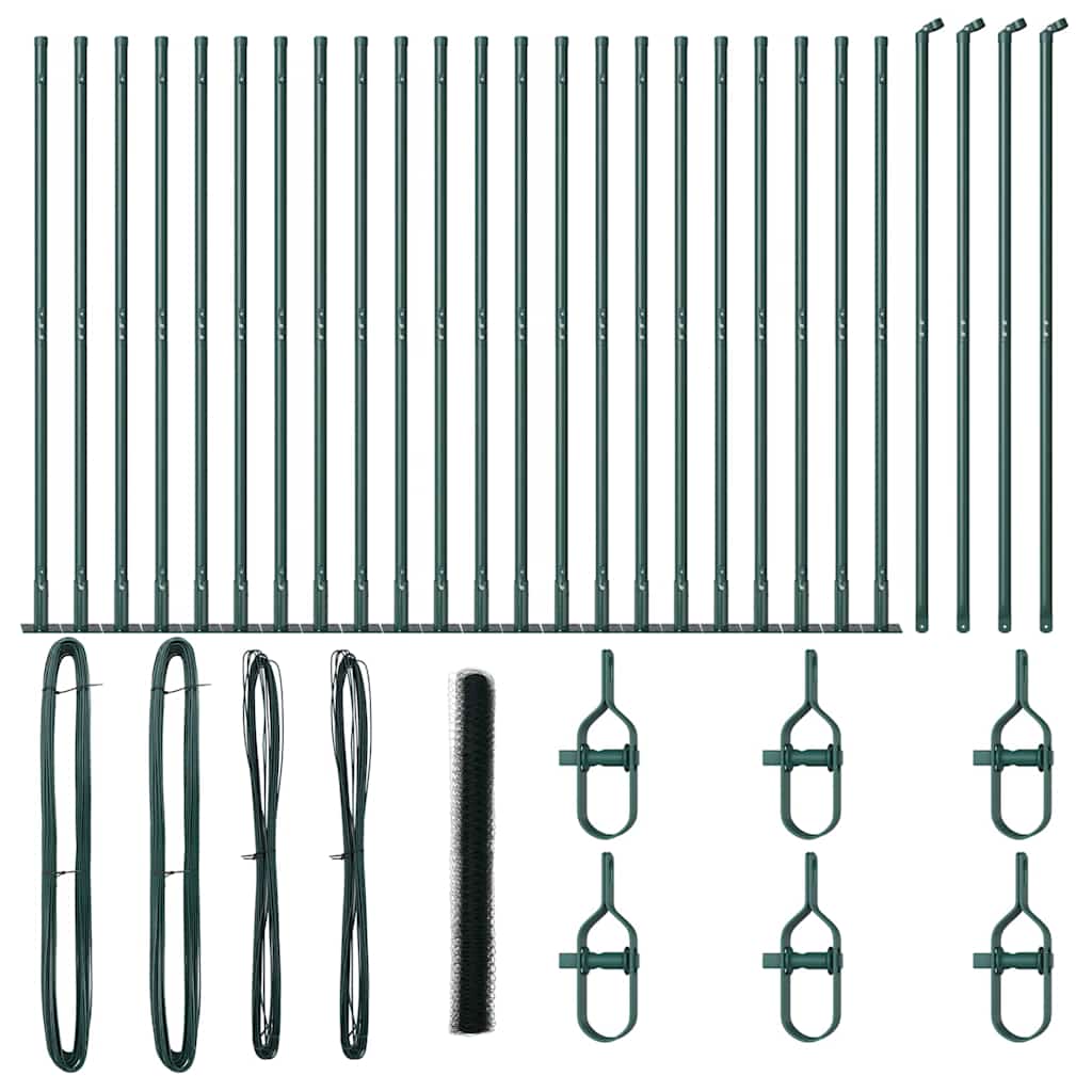 vidaXL Zaunpfosten Grün 50 x 1,5 m (36 mm Maschenweite) Stahl und PVC