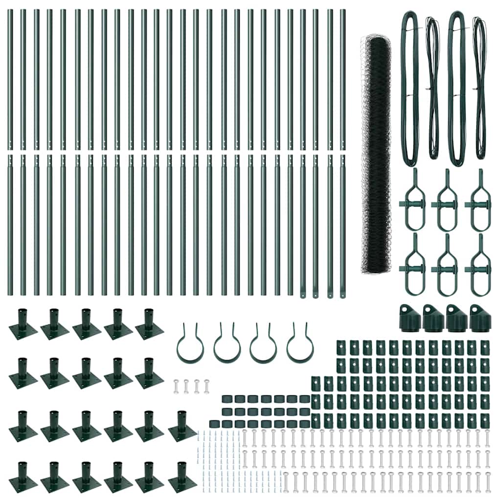 Zaunpfosten Grün 50 x 1,6 m (50 mm Maschenweite) Stahl und PVC