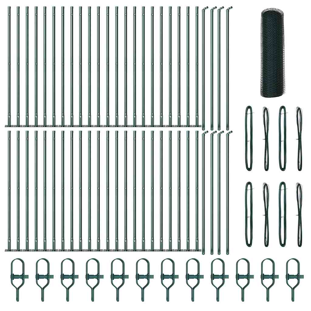 vidaXL Zaunpfosten Grün 100 x 0,5 m (13 mm Netz) Stahl und PVC