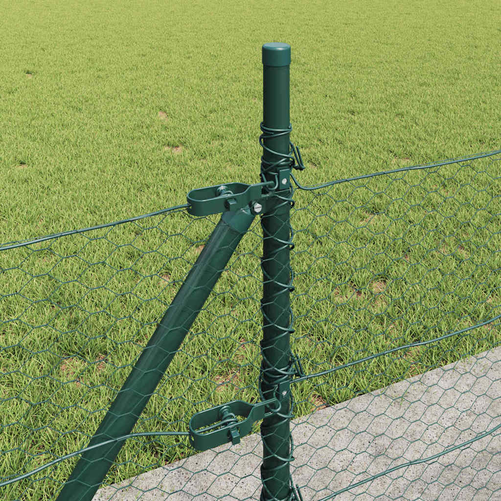 vidaXL Zaunpfosten Grün 100 x 0,5 m (25 mm Netz) Stahl und PVC