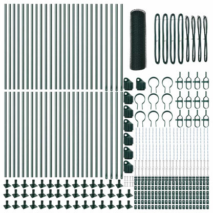 vidaXL Zaunpfosten Grün 100 x 0,5 m (25 mm Netz) Stahl und PVC