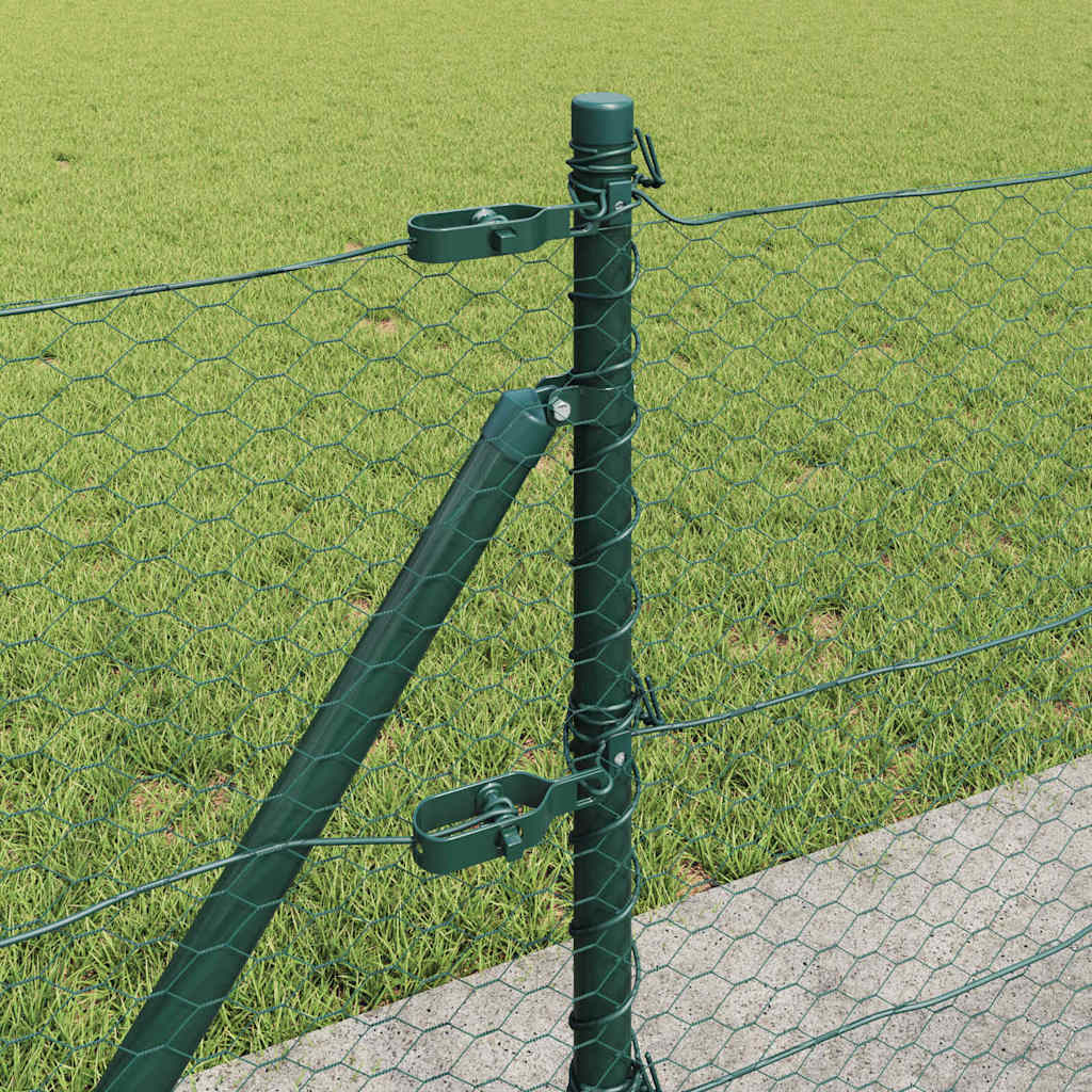 vidaXL Zaunpfosten Grün 100 x 0,6 m (25 mm Maschen) Stahl und PVC