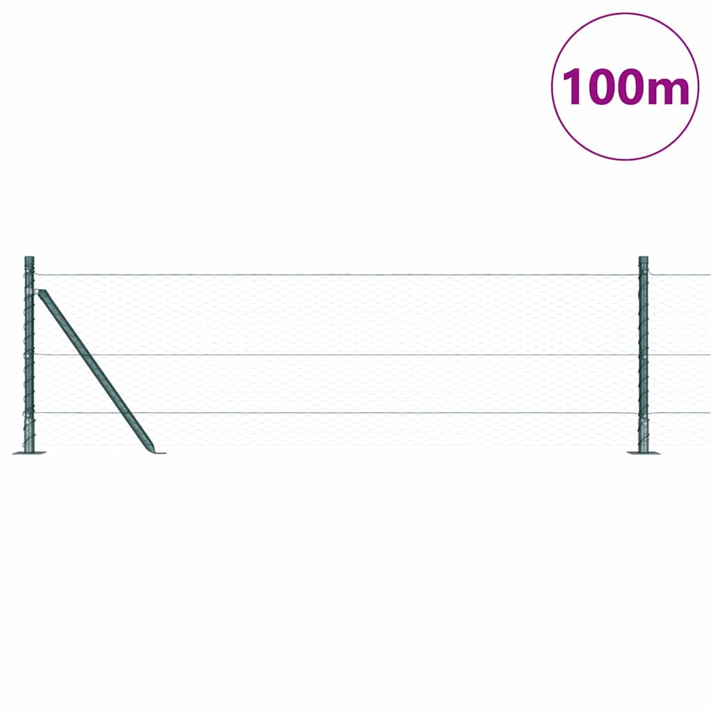vidaXL Zaunpfosten Grün 100 x 0,6 m (25 mm Maschen) Stahl und PVC