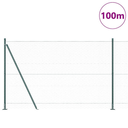 vidaXL Zaunpfosten Grün 100 x 1,6 m (36 mm Maschen) Stahl und PVC