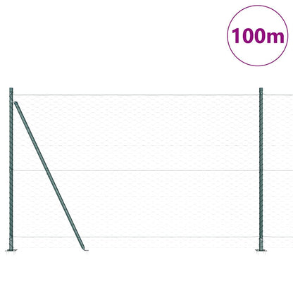 vidaXL Zaunpfosten Grün 100 x 1,6 m (50 mm Maschen) Stahl und PVC