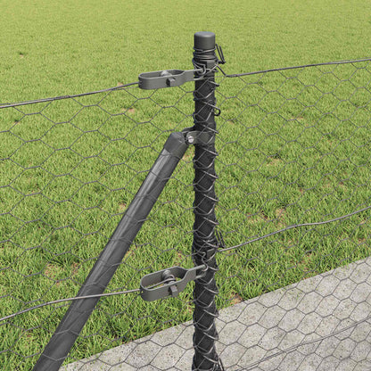 Zaunpfosten Grau 10 x 0,6 m (36 mm Netz) Stahl und PVC