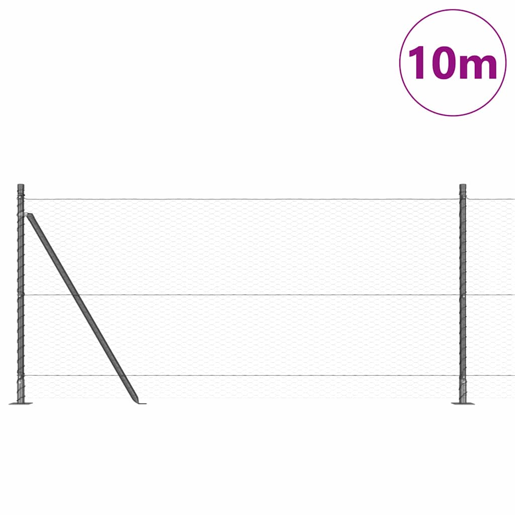 vidaXL Zaunpfosten Grau 10 x 0,8 m (25 mm Masche) Stahl und PVC