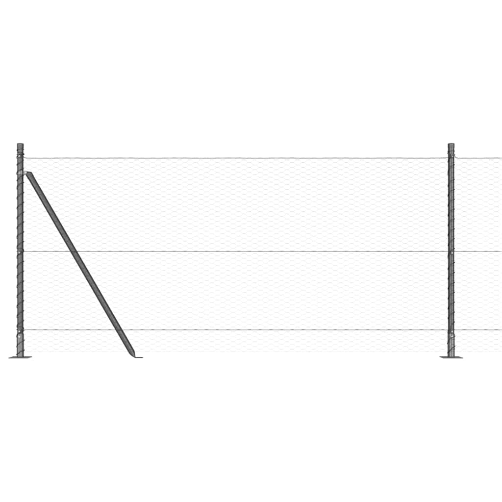 vidaXL Zaunpfosten Grau 10 x 1 m (25 mm Maschen) Stahl und PVC