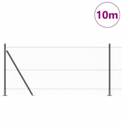 vidaXL Zaunpfosten Grau 10 x 1 m (25 mm Maschen) Stahl und PVC