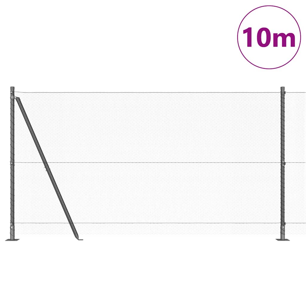 vidaXL Zaunpfosten Grau 10 x 1,2 m (13 mm Maschen) Stahl und PVC