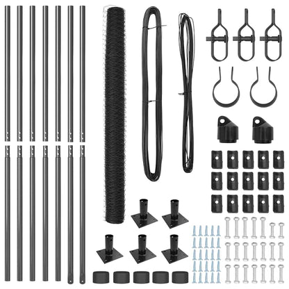 Zaunpfosten Grau 10 x 1,5 m (36 mm Netz) Stahl und PVC