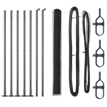 vidaXL Zaunpfosten Grau 10 x 1,6 m (13 mm Netz) Stahl und PVC