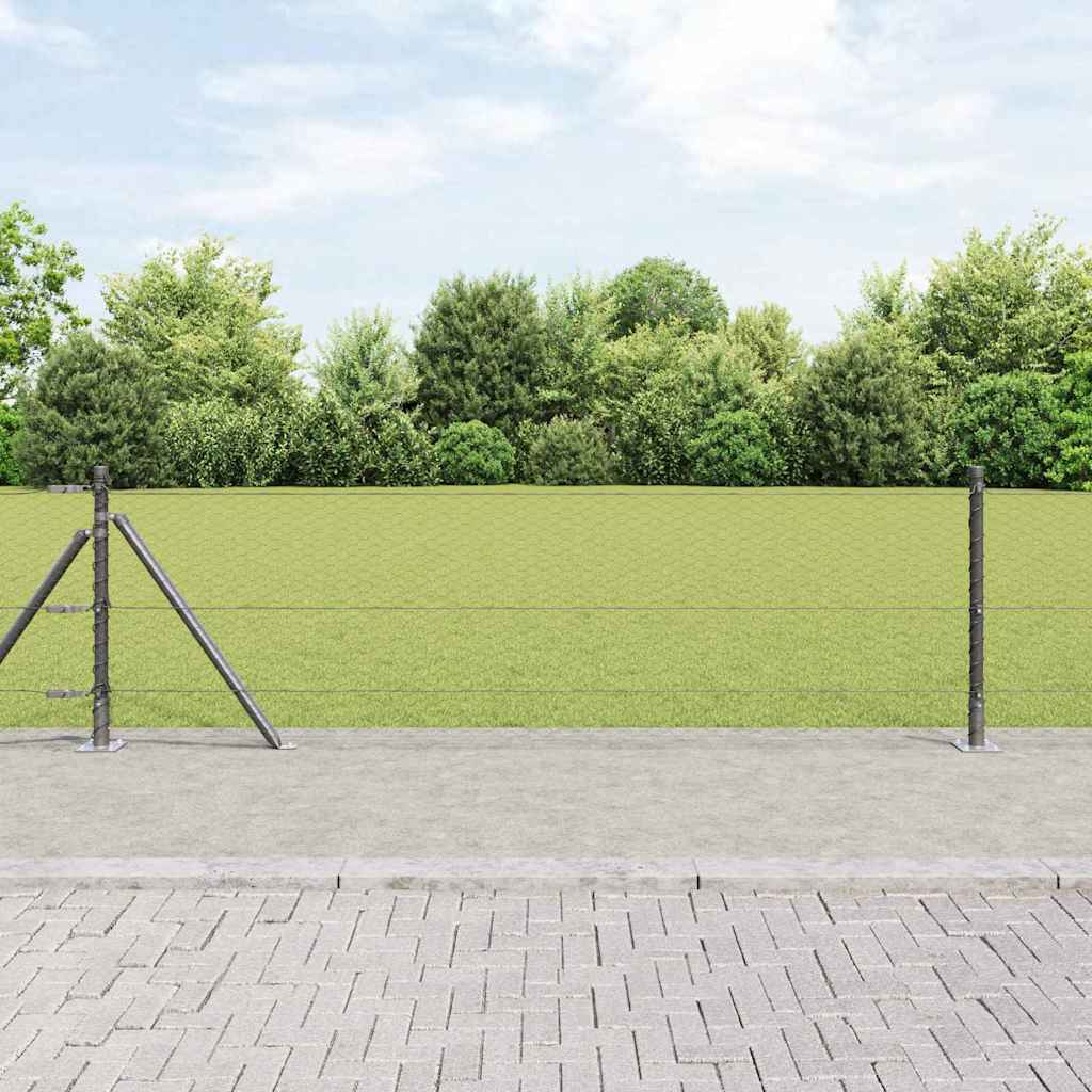 Zaunpfosten Grau 25 x 0,4 m (25 mm Masche) Stahl und PVC