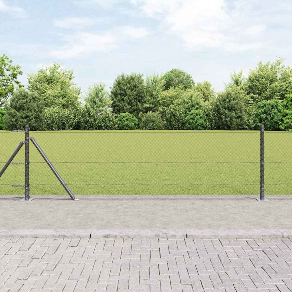 Zaunpfosten Grau 25 x 0,5 m (13 mm Maschen) Stahl