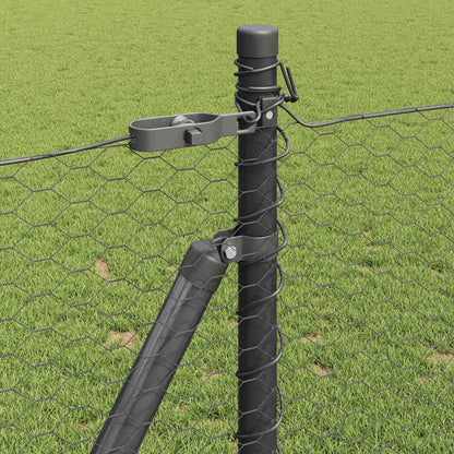 Zaunpfosten Grau 25 x 0,8 m (25 mm Mesh) Stahl und PVC