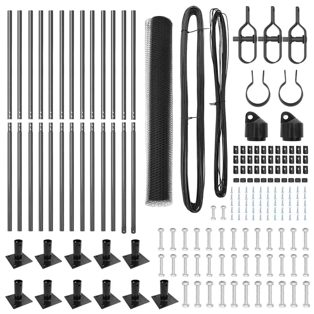 Zaunpfosten Grau 25 x 1 m (25 mm Maschen) Stahl