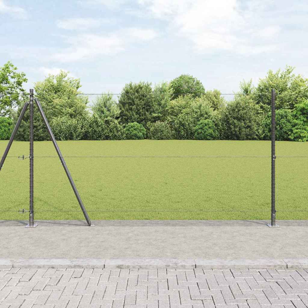 vidaXL Zaunpfosten Grau 25 x 1,2 m (13 mm Maschen) Stahl