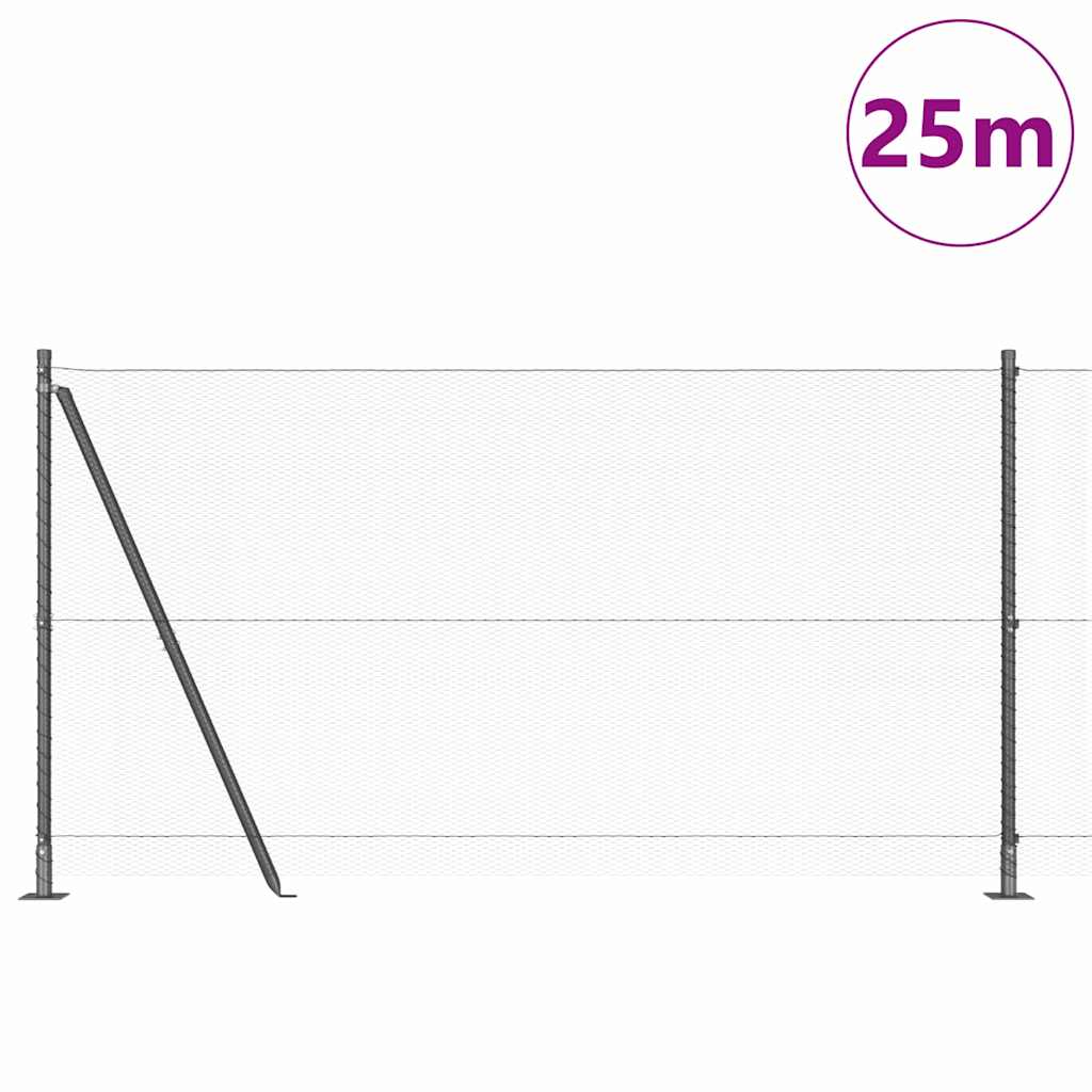 vidaXL Zaunpfosten Grau 25 x 1,2 m (13 mm Maschen) Stahl
