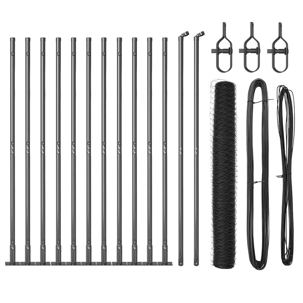 vidaXL Zaunpfosten Grau 25 x 1,2 m (36 mm Netz) Stahl