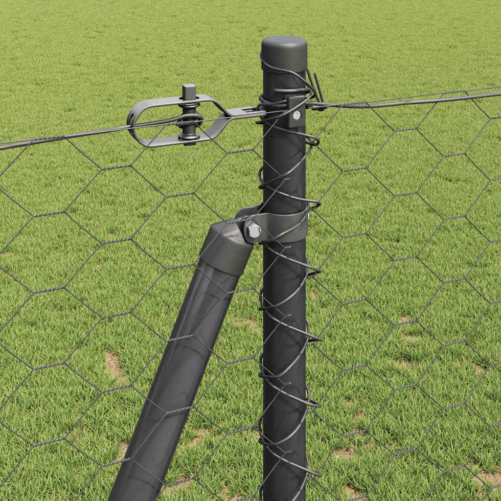 Zaunpfosten Grau 25 x 1,2 m (50 mm Maschen) Stahl