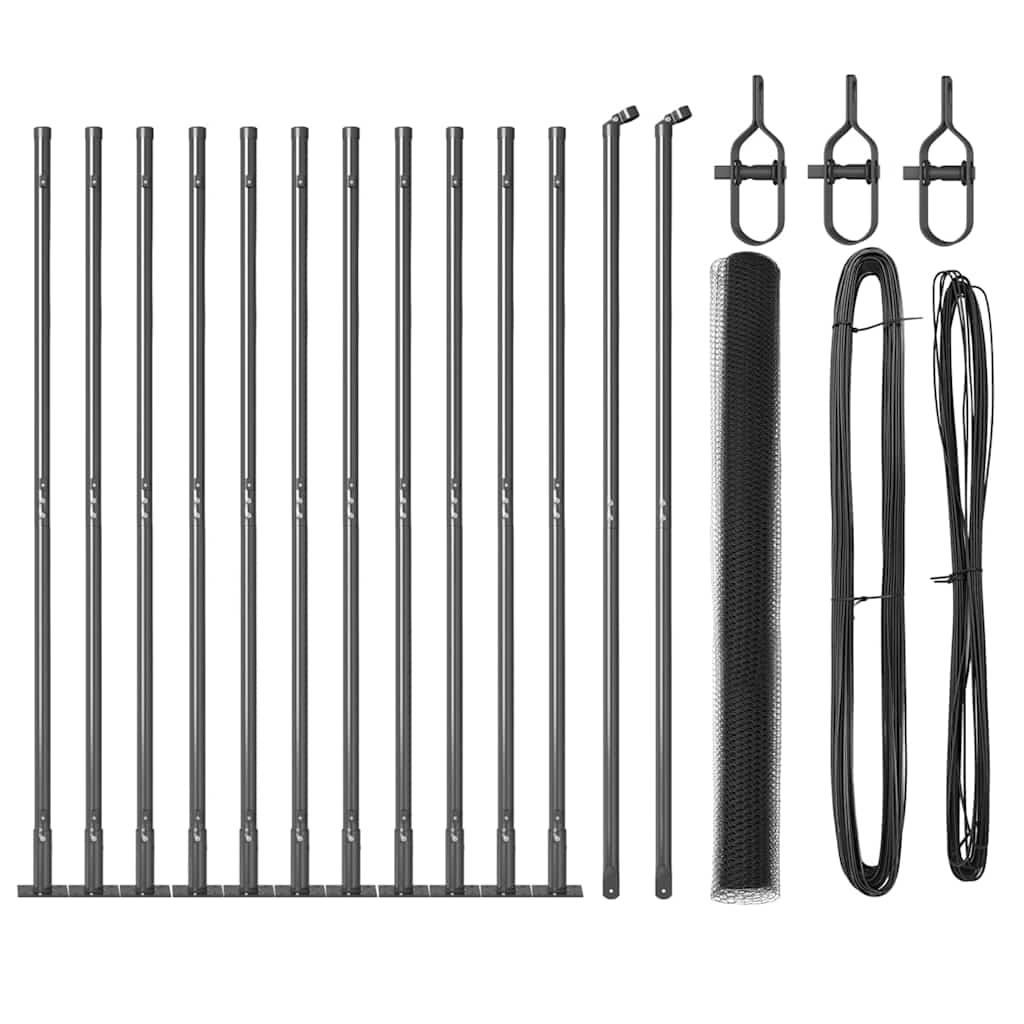vidaXL Zaunpfosten Grau 25 x 1,4 m (25 mm Netz) Stahl und PVC