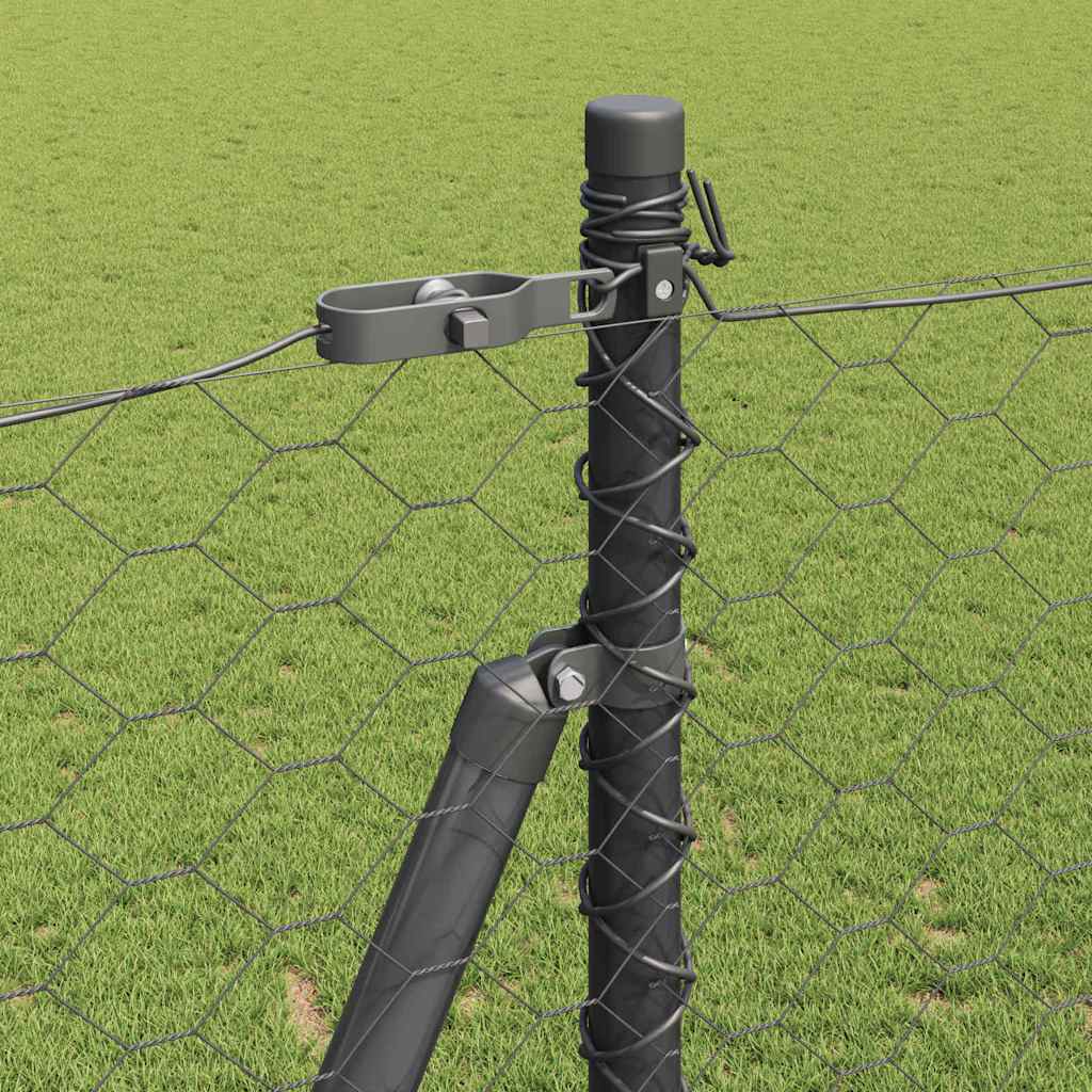 Zaunpfosten Grau 25 x 1,5 m (50 mm Maschen) Stahl