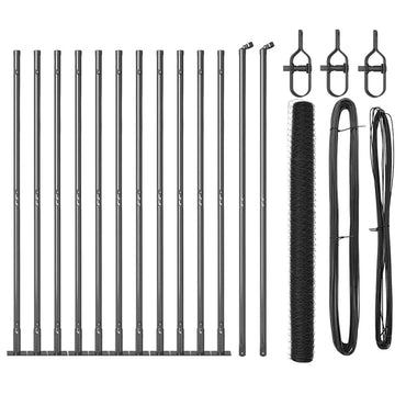 vidaXL Zaunpfosten Grau 25 x 1,6 m (50 mm Geflecht) Stahl und PVC