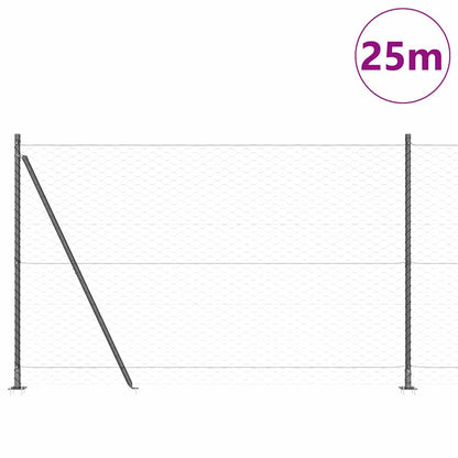 vidaXL Zaunpfosten Grau 25 x 1,6 m (50 mm Geflecht) Stahl und PVC
