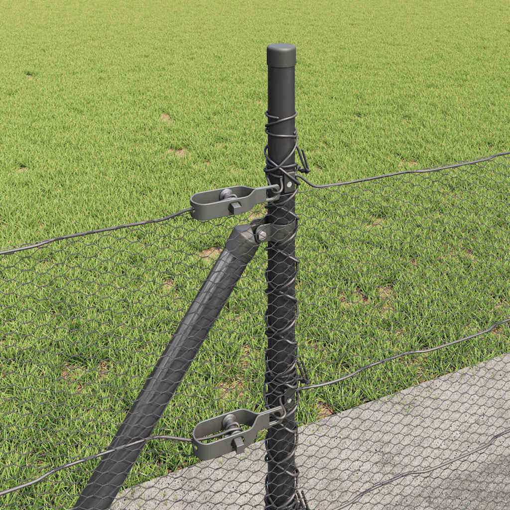 vidaXL Zaunpfosten Grau 50 x 0,4 m (13 mm Netz) Stahl und PVC