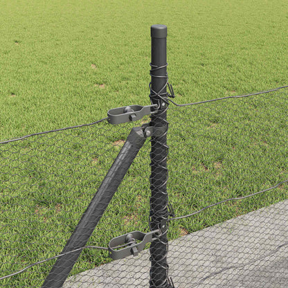 vidaXL Zaunpfosten Grau 50 x 0,4 m (13 mm Netz) Stahl und PVC