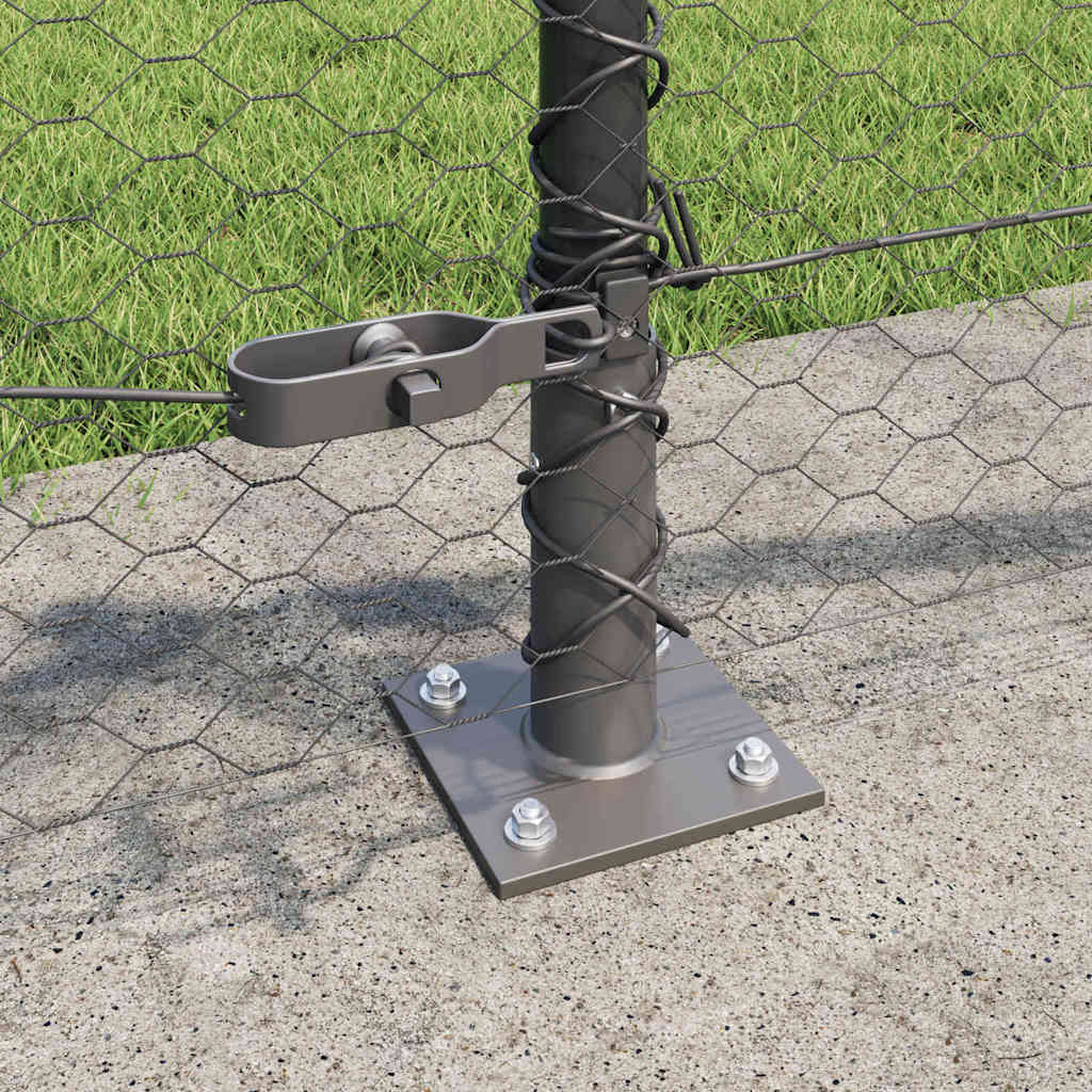 Zaunpfosten Grau 50 x 0,4 m (25 mm Netz) Stahl und PVC