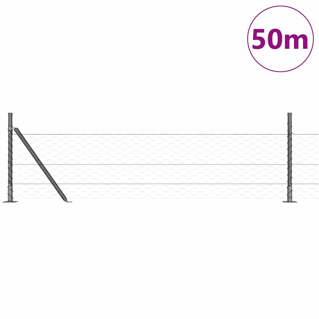 vidaXL Zaunpfosten Grau 50 x 0,4 m (50 mm Netz) Stahl und PVC
