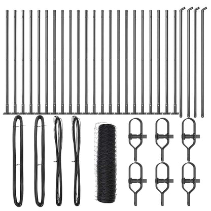 Zaunpfosten Grau 50 x 0,5 m (36 mm Netz) Stahl und PVC