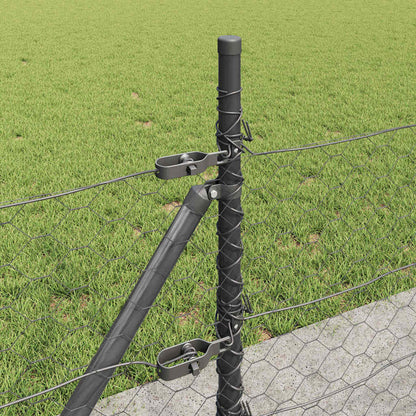 vidaXL Zaunpfosten Grau 50 x 0,5 m (50 mm Netz) Stahl und PVC