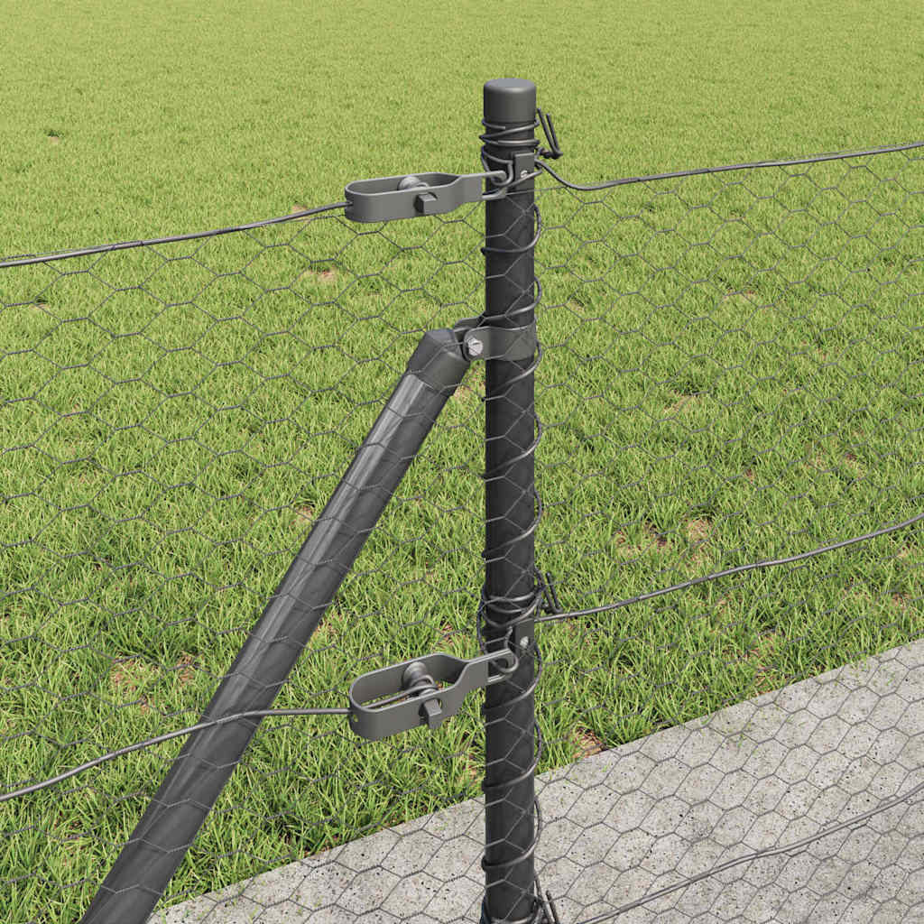 Zaunpfosten Grau 50 x 0,6 m (25 mm Mesh) Stahl und PVC