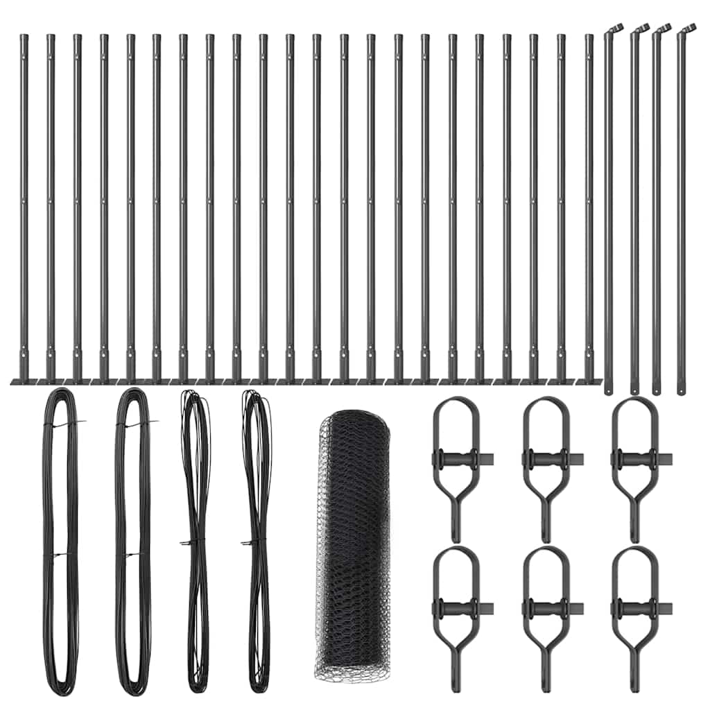 Zaunpfosten Grau 50 x 0,8 m (25 mm Netz) Stahl und PVC