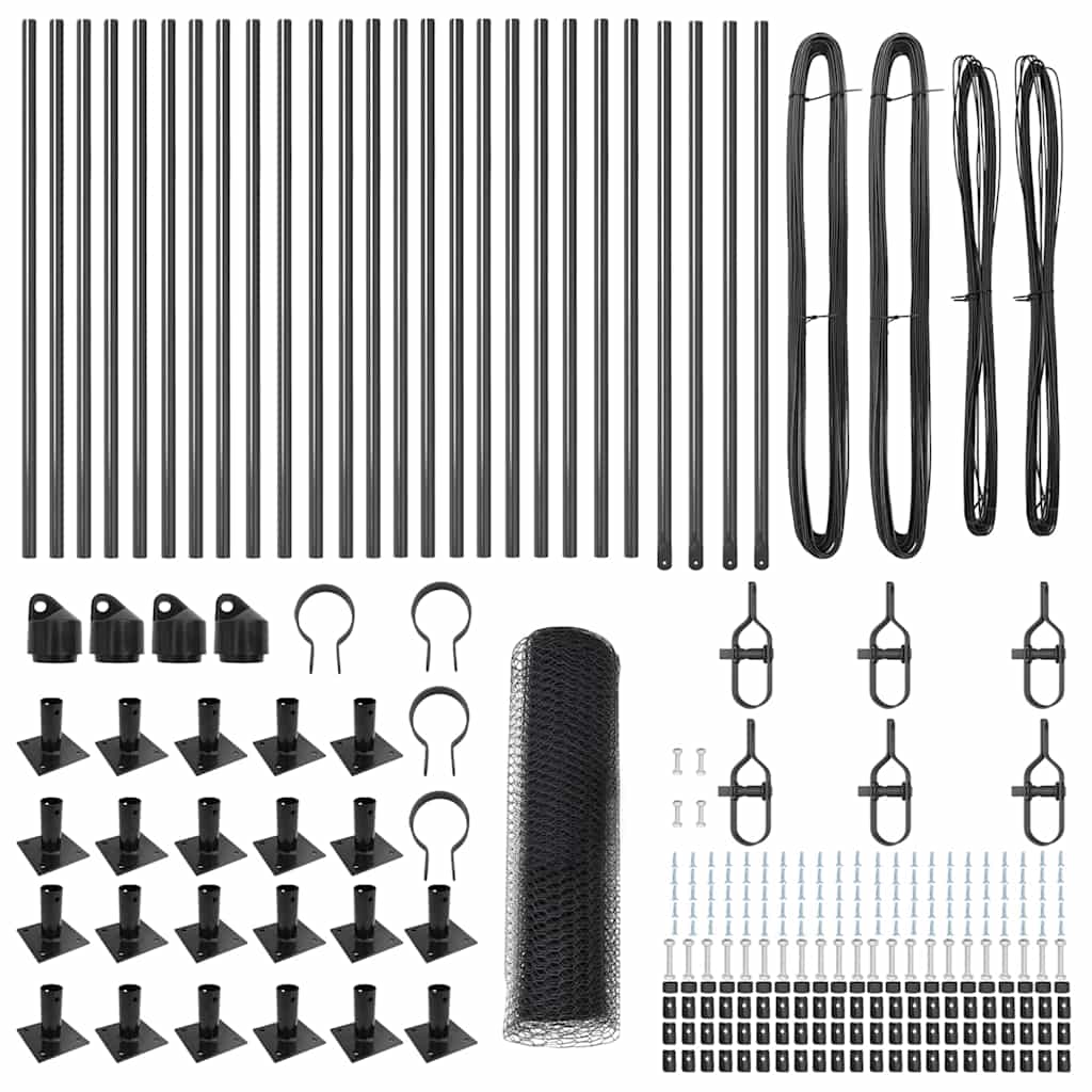 Zaunpfosten Grau 50 x 0,8 m (25 mm Netz) Stahl und PVC