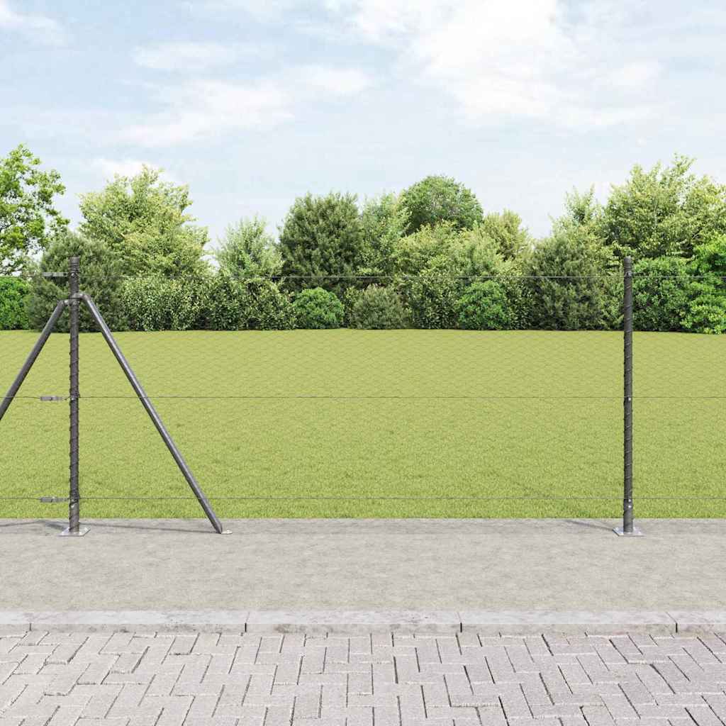 vidaXL Zaunpfosten Grau 50 x 1 m (25 mm Maschenweite) Stahl und PVC