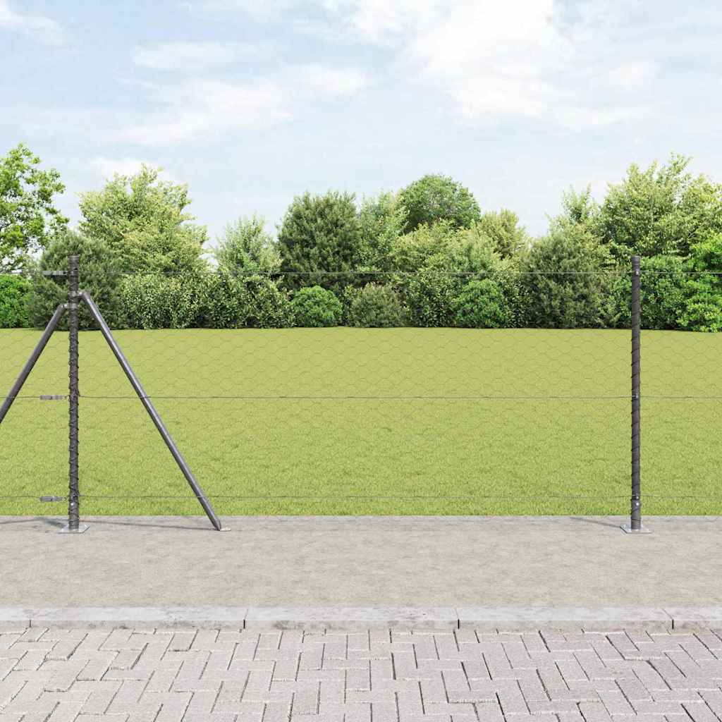 vidaXL Zaunpfosten Grau 50 x 1 m (50 mm Mesh) Stahl und PVC