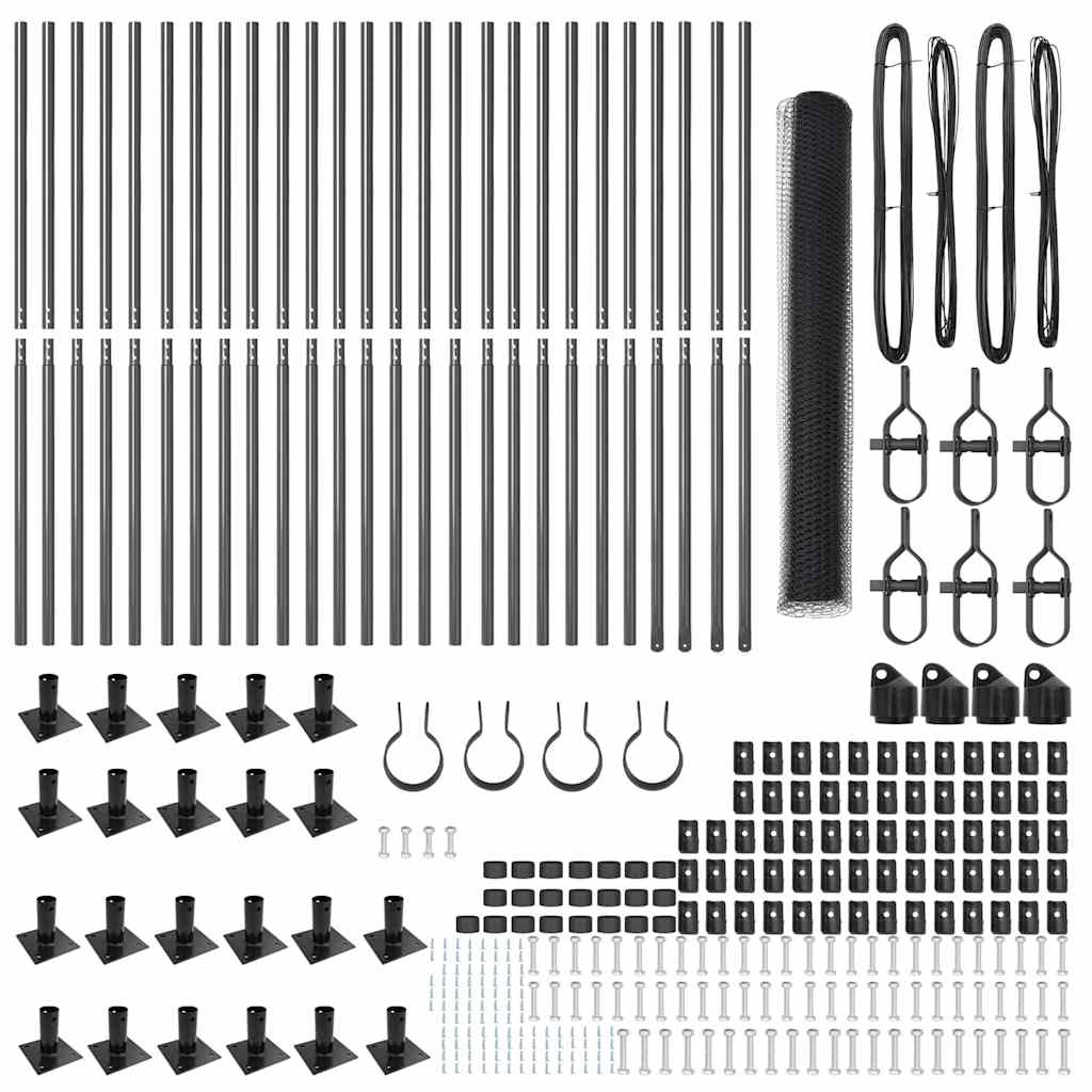 vidaXL Zaunpfosten Grau 50 x 1,2 m (13 mm Gitter) Stahl und PVC