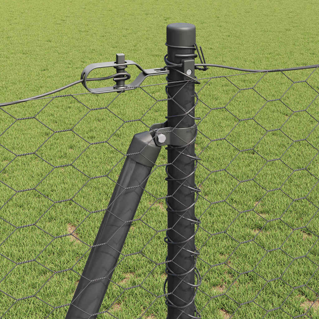 vidaXL Zaunpfosten Grau 50 x 1,2 m (36 mm Maschenweite) Stahl und PVC