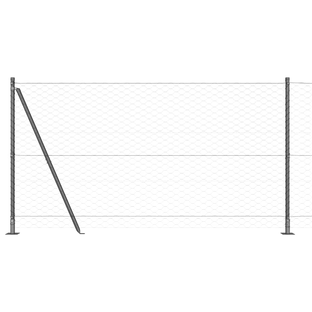 vidaXL Zaunpfosten Grau 50 x 1,2 m (50 mm Gitter) Stahl und PVC