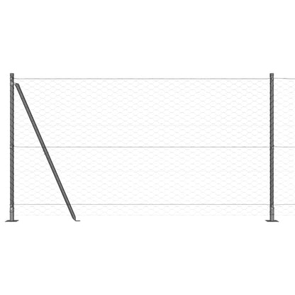 vidaXL Zaunpfosten Grau 50 x 1,2 m (50 mm Gitter) Stahl und PVC