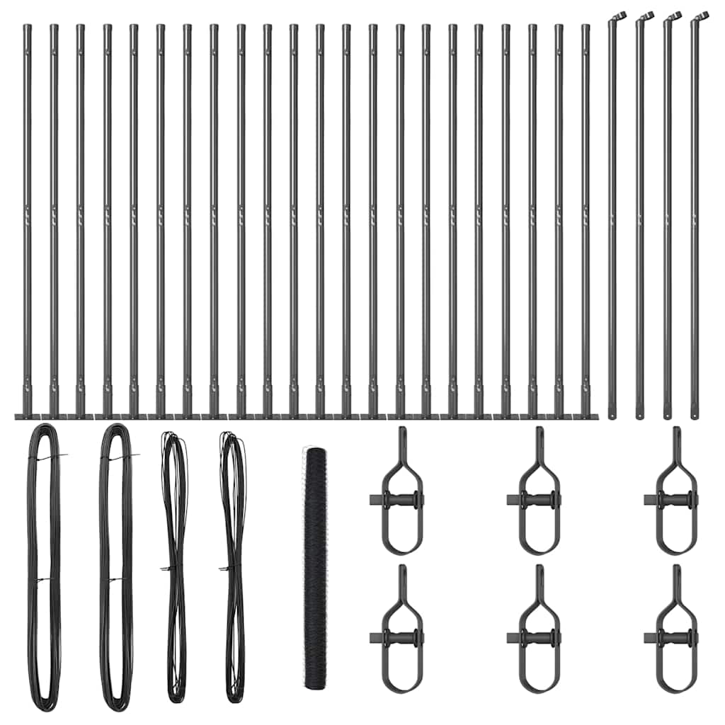 Zaunpfosten Grau 50 x 1,4 m (36 mm Netz) Stahl und PVC