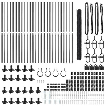 Zaunpfosten Grau 50 x 1,4 m (36 mm Netz) Stahl und PVC