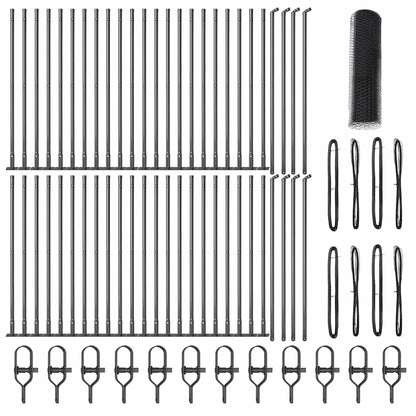 Zaunpfosten Grau 100 x 0,4 m (25 mm Netz) Stahl und PVC