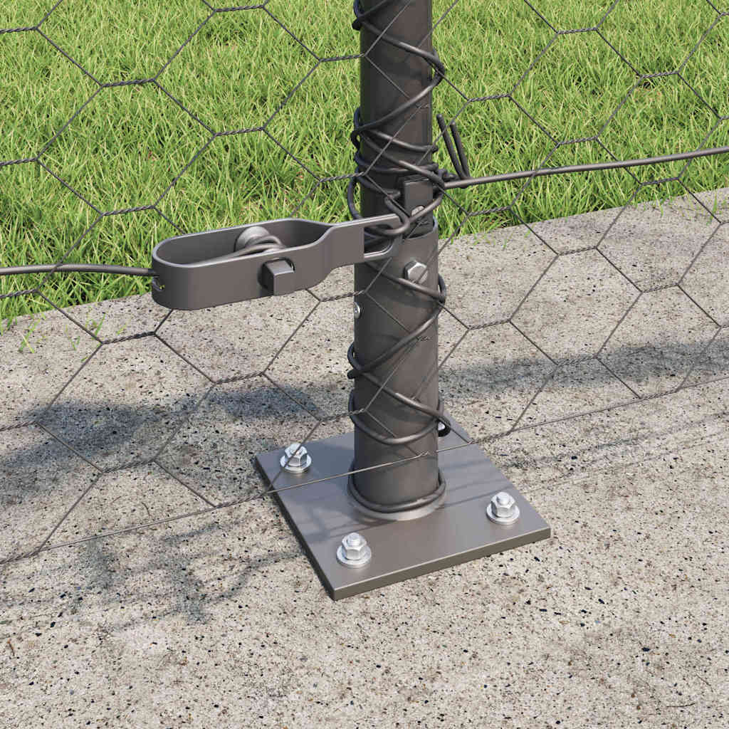 Zaunpfosten Grau 100 x 0,4 m (50 mm Netz) Stahl und PVC