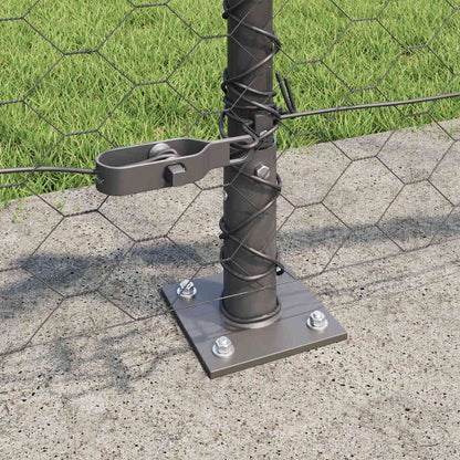 Zaunpfosten Grau 100 x 0,4 m (50 mm Netz) Stahl und PVC